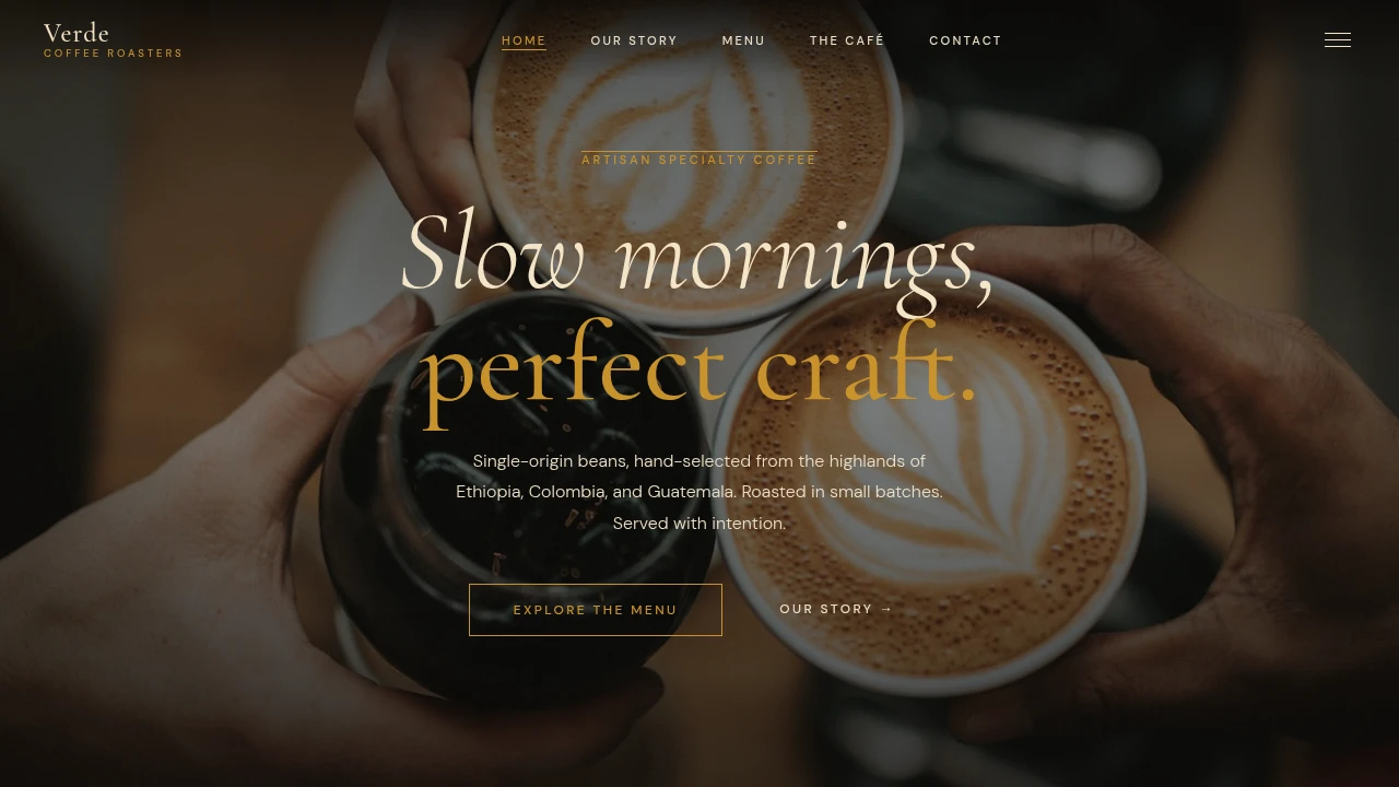 Verde Coffee Roasters website screenshot